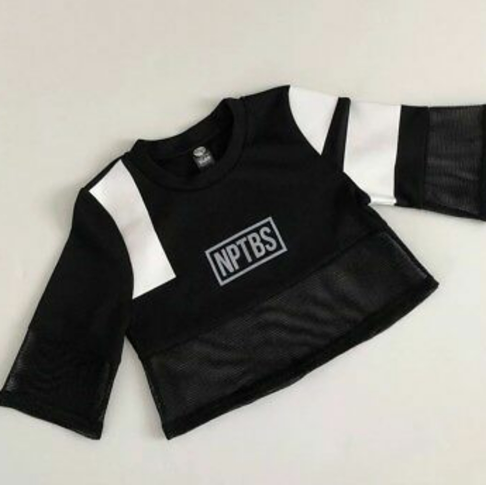 NAPPY TABS Black Mesh Crop Top Size Medium